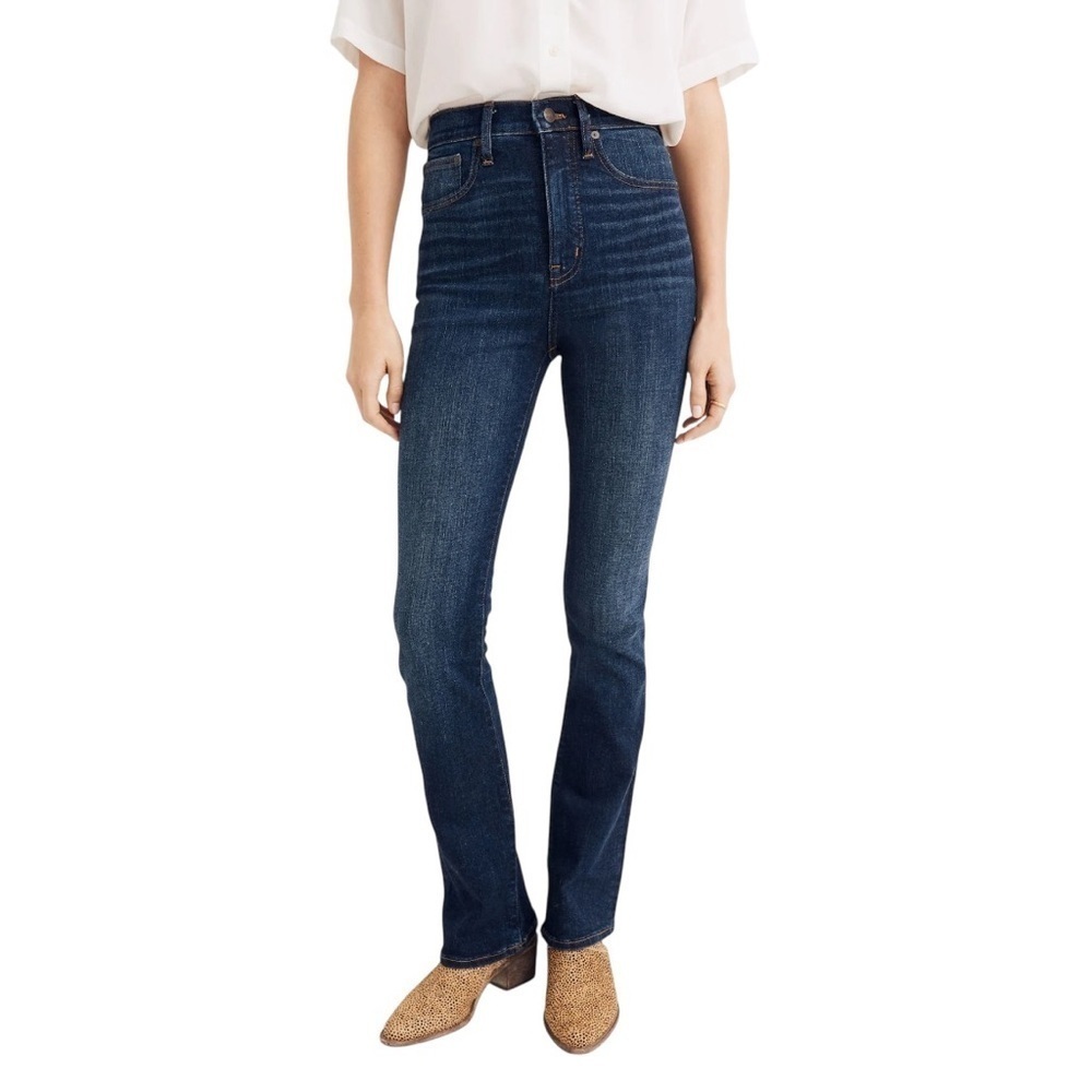 Madewell Skinny Flare Jeans Blue High-Rise Raw Hem Bootleg Jeans Sz 28